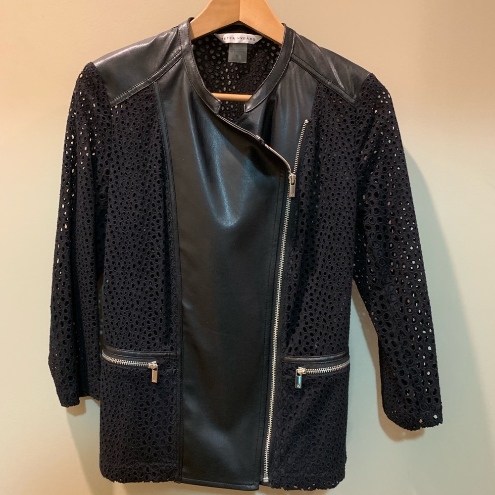 Peter Nygard women’s leather fabric jacket